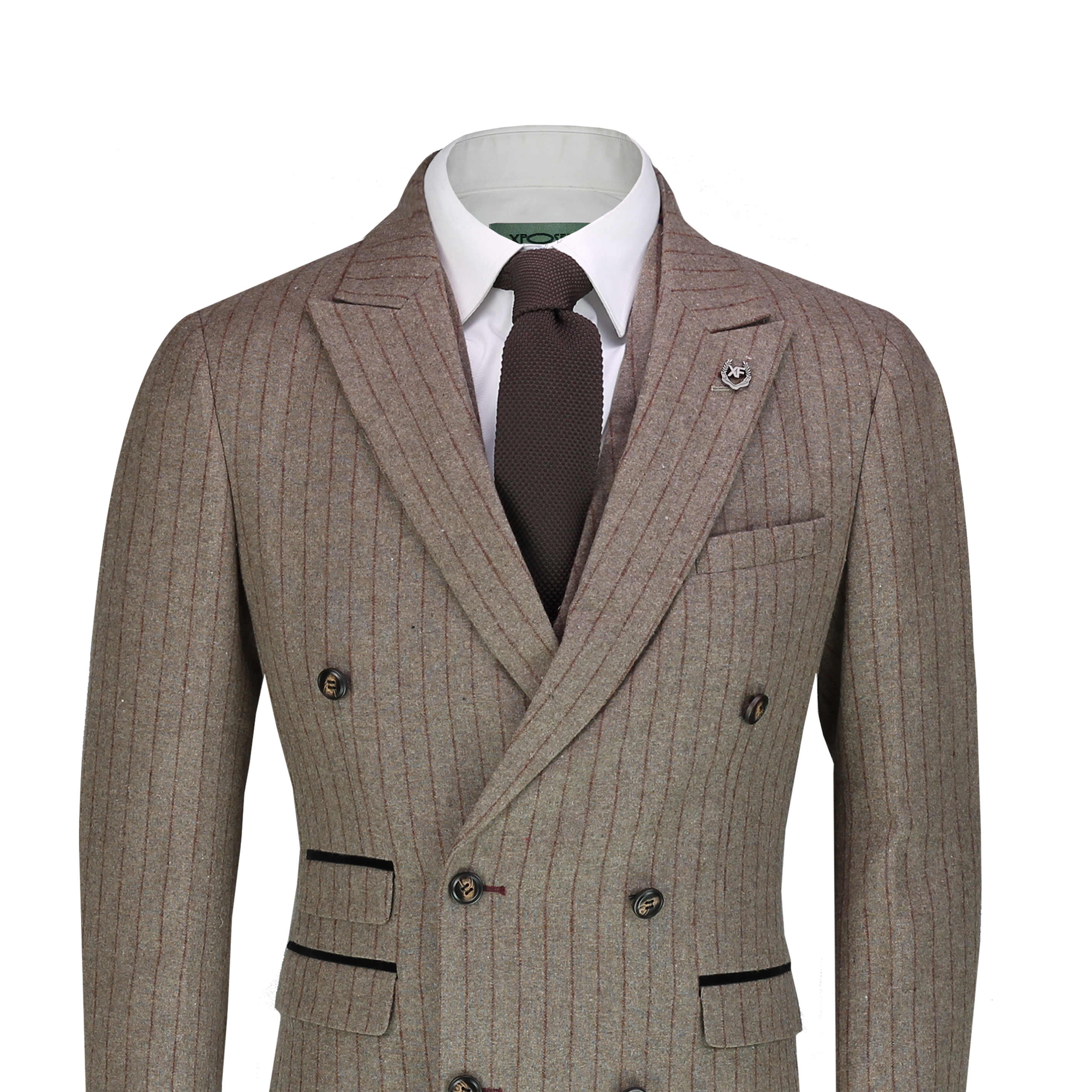 Mens 3 piece suit with double clearance breasted waistcoat